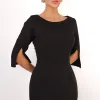 VESTIDO ÂNGELA MIDI TUBINHO MANGA 3/4 - PRETO