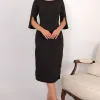 VESTIDO ÂNGELA MIDI TUBINHO MANGA 3/4 - PRETO