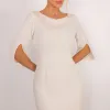 VESTIDO ÂNGELA MIDI TUBINHO MANGA 3/4 - OFF WHITE