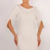 VESTIDO ÂNGELA MIDI TUBINHO MANGA 3/4 - OFF WHITE