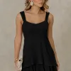 VESTIDO VALÊNCIA LONGO SAIA EVASÊ EM CAMADAS - PRETO