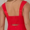 VESTIDO VALÊNCIA LONGO SAIA EVASÊ EM CAMADAS - VERMELHO