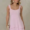 VESTIDO VALÊNCIA LONGO SAIA EVASÊ EM CAMADAS - ROSA
