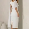 VESTIDO ZOE MIDI TUBINHO DETALHE OMBRO FAIXA - OFF WHITE