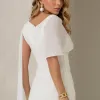 VESTIDO ZOE MIDI TUBINHO DETALHE OMBRO FAIXA - OFF WHITE