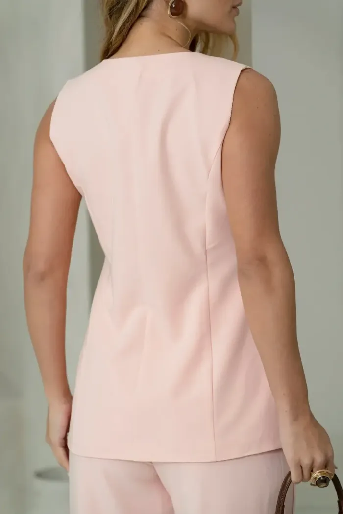 CONJUNTO TURIM PANTALONA E MAXI COLETE - ROSA