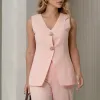 CONJUNTO TURIM PANTALONA E MAXI COLETE - ROSA