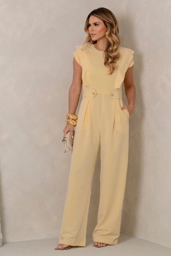 MACACÃO DUBAI PANTALONA DETALHES MARTINGALE - AMARELO