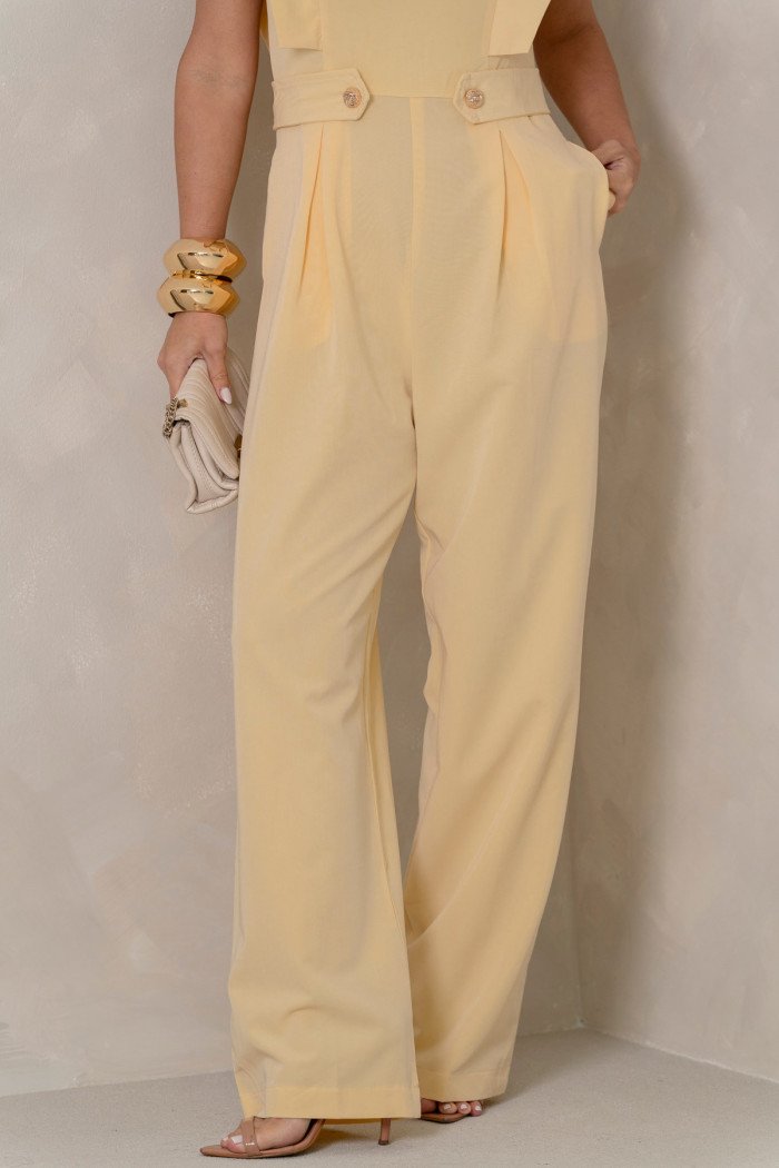 MACACÃO DUBAI PANTALONA DETALHES MARTINGALE - AMARELO