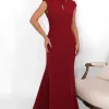 VESTIDO HELENA LONGO COM CAUDA E BABADOS COSTAS ABERTA - VINHO