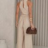 CONJUNTO ARÁBIA CALÇA ALADIM BLUSA CAVA AMERICANA - AREIA