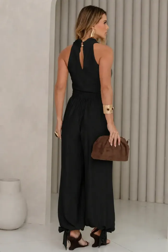 CONJUNTO ARÁBIA CALÇA ALADIM BLUSA CAVA AMERICANA - PRETO