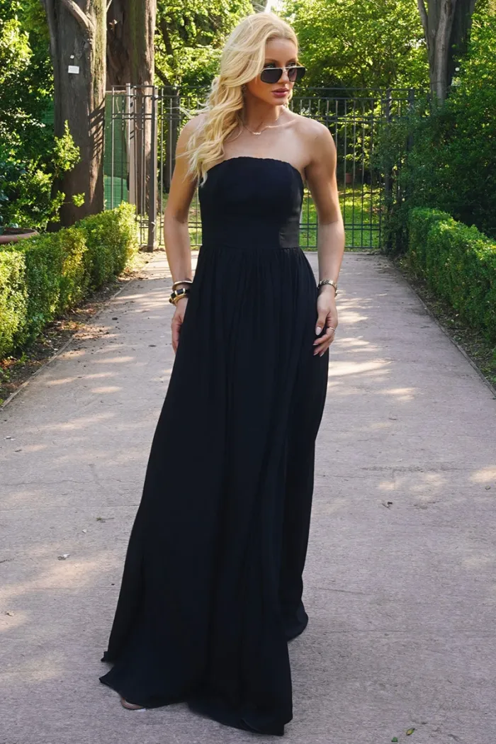 VESTIDO LONGO BETHY T.Q.C COM CAPA - PRETO