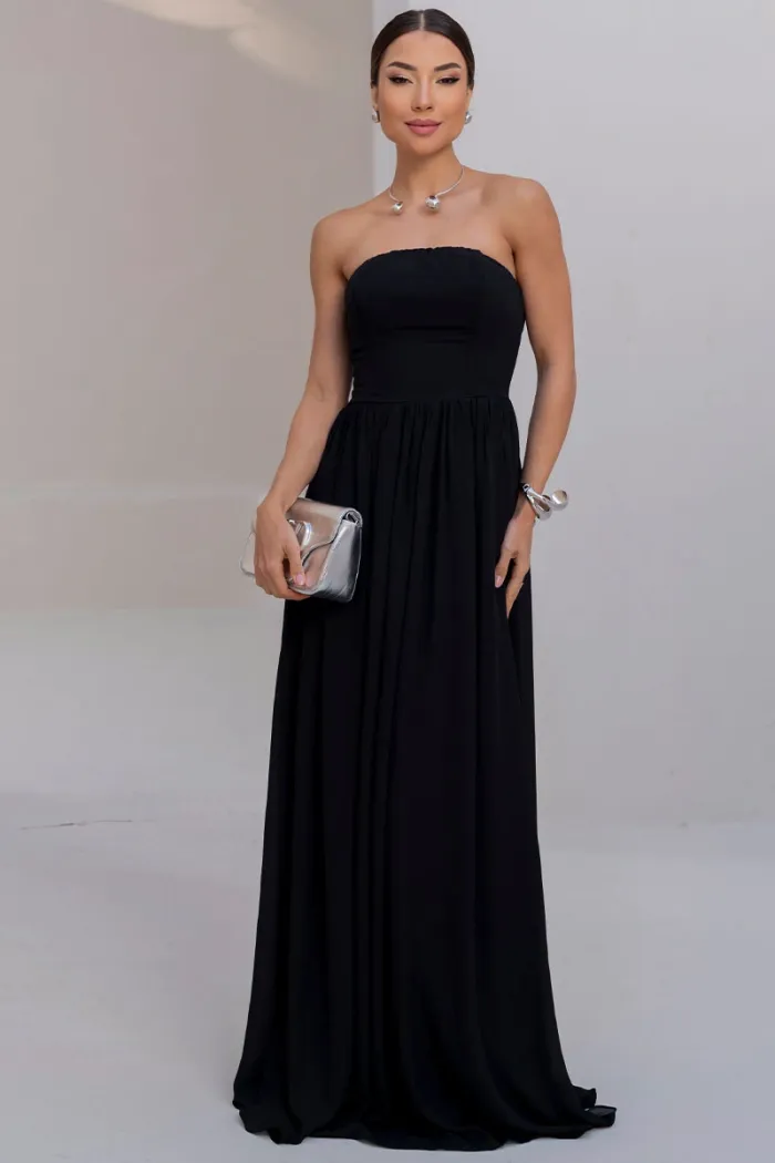 VESTIDO LONGO BETHY T.Q.C COM CAPA - PRETO
