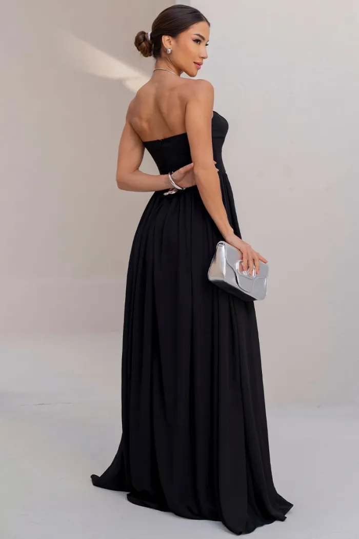 VESTIDO LONGO BETHY T.Q.C COM CAPA - PRETO