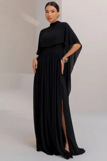 VESTIDO LONGO BETHY T.Q.C COM CAPA - PRETO