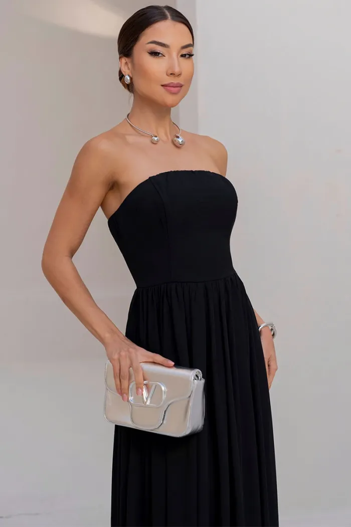 VESTIDO LONGO BETHY T.Q.C COM CAPA - PRETO