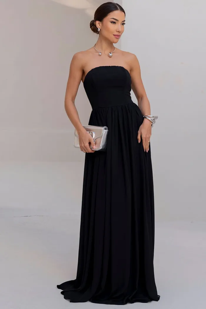 VESTIDO LONGO BETHY T.Q.C COM CAPA - PRETO