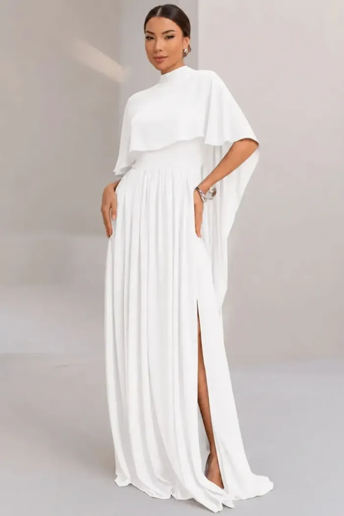 VESTIDO LONGO BETHY T.Q.C COM CAPA - OFF WHITE