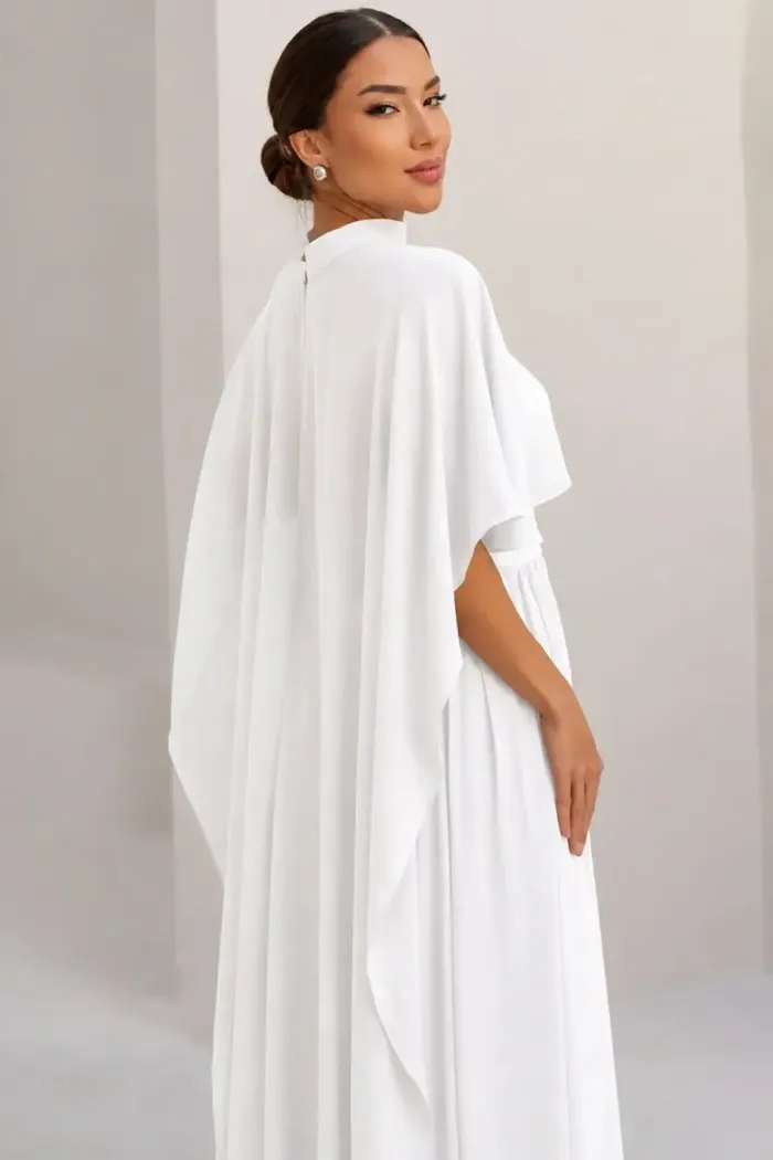 VESTIDO LONGO BETHY T.Q.C COM CAPA - OFF WHITE