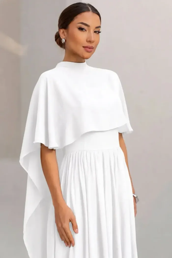 VESTIDO LONGO BETHY T.Q.C COM CAPA - OFF WHITE