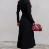 VESTIDO MIDI DAKOTA MANGA LONGA DECOTE QUADRADO - PRETO
