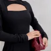 VESTIDO MIDI DAKOTA MANGA LONGA DECOTE QUADRADO - PRETO