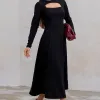 VESTIDO MIDI DAKOTA MANGA LONGA DECOTE QUADRADO - PRETO