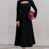 VESTIDO MIDI DAKOTA MANGA LONGA DECOTE QUADRADO - PRETO