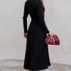 VESTIDO MIDI DAKOTA MANGA LONGA DECOTE QUADRADO - PRETO