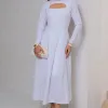 VESTIDO MIDI DAKOTA MANGA LONGA DECOTE QUADRADO - OFF WHITE