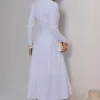 VESTIDO MIDI DAKOTA MANGA LONGA DECOTE QUADRADO - OFF WHITE