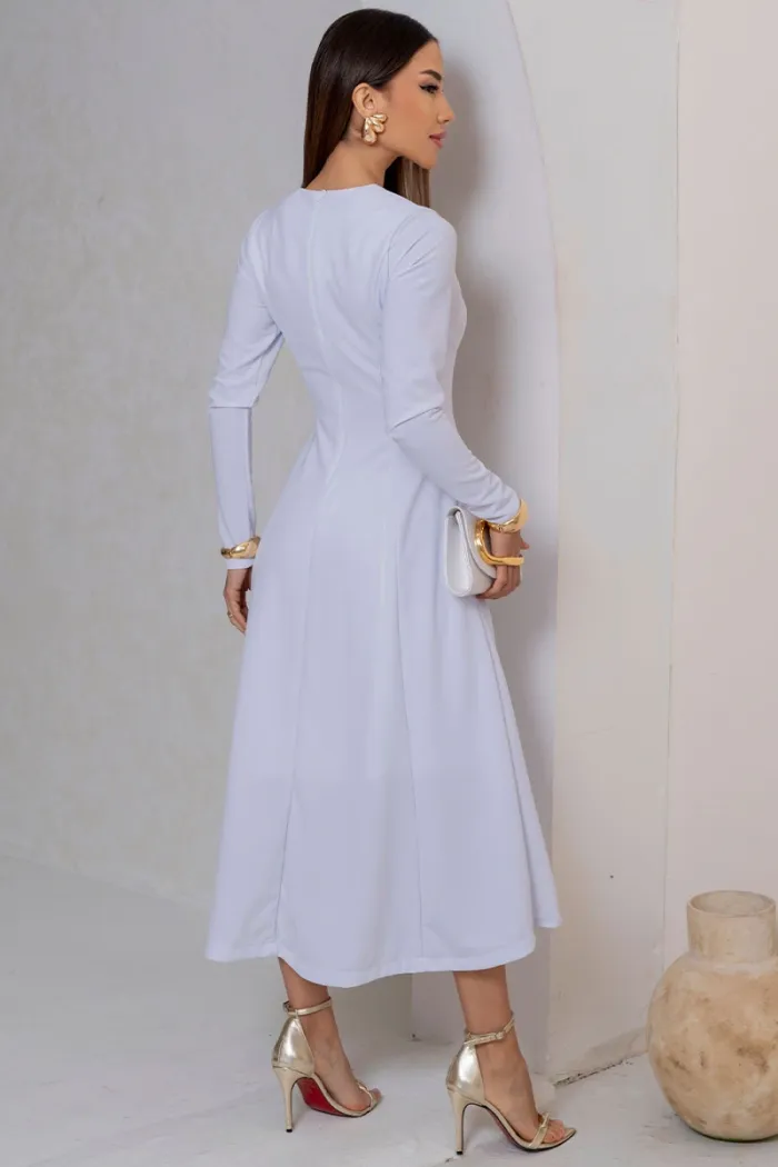 VESTIDO MIDI DAKOTA MANGA LONGA DECOTE QUADRADO - OFF WHITE