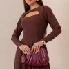 VESTIDO MIDI DAKOTA MANGA LONGA DECOTE QUADRADO - MARROM