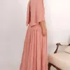 VESTIDO LONGO GEORGINA FESTA FLUIDO BUSTO DRAPEADO COM CAPA - ROSÉ