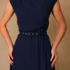 VESTIDO MIDI IRACI COM CINTO - AZUL MARINHO