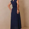 VESTIDO MIDI IRACI COM CINTO - AZUL MARINHO