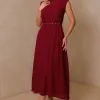VESTIDO MIDI IRACI COM CINTO - VINHO