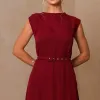 VESTIDO MIDI IRACI COM CINTO - VINHO