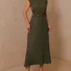 VESTIDO MIDI IRACI COM CINTO - VERDE