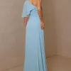 VESTIDO JAMILE LONGO UM OMBRO - AZUL SERENITY