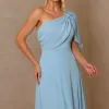 VESTIDO JAMILE LONGO UM OMBRO - AZUL SERENITY