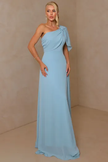 VESTIDO JAMILE LONGO UM OMBRO - AZUL SERENITY