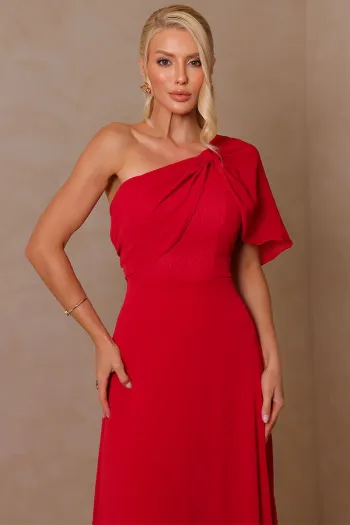 VESTIDO JAMILE LONGO UM OMBRO - VERMELHO