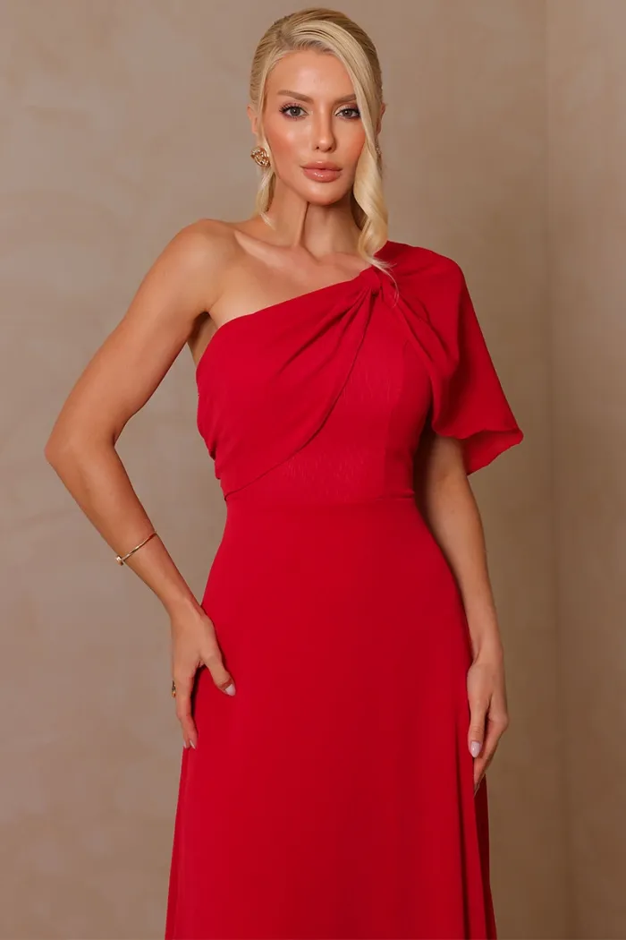 VESTIDO JAMILE LONGO UM OMBRO - VERMELHO