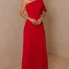 VESTIDO JAMILE LONGO UM OMBRO - VERMELHO