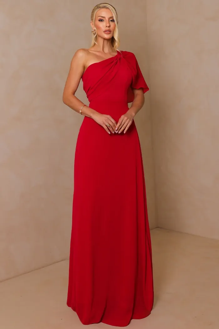 VESTIDO JAMILE LONGO UM OMBRO - VERMELHO