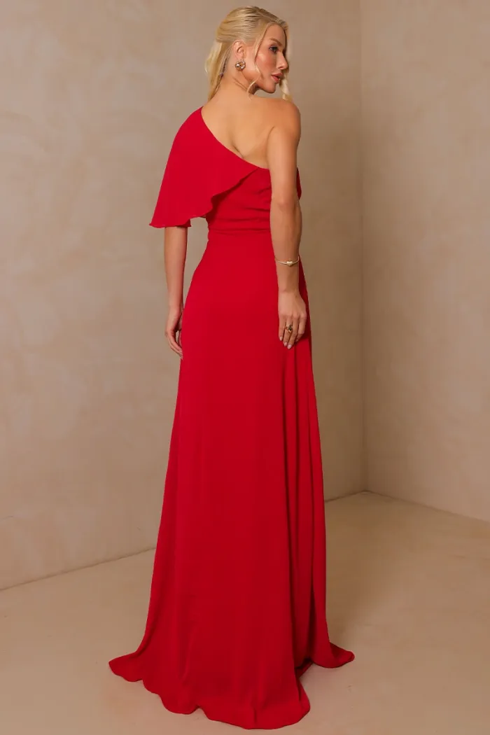 VESTIDO JAMILE LONGO UM OMBRO - VERMELHO