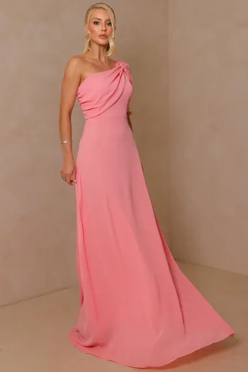 VESTIDO JAMILE LONGO UM OMBRO - ROSÉ