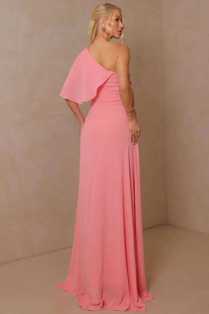 VESTIDO JAMILE LONGO UM OMBRO - ROSÉ